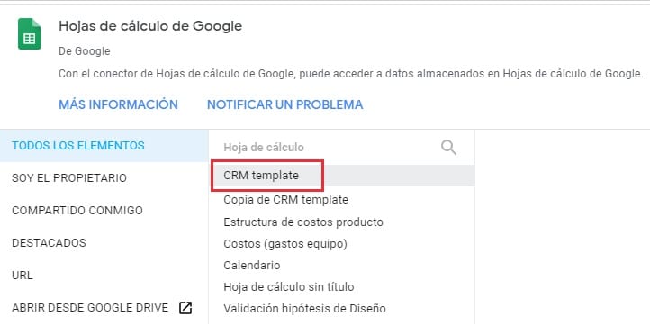 Conectar plantilla CRM con Google Data Studio