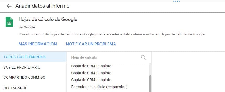 Documentos de Google Sheets asociados a correo