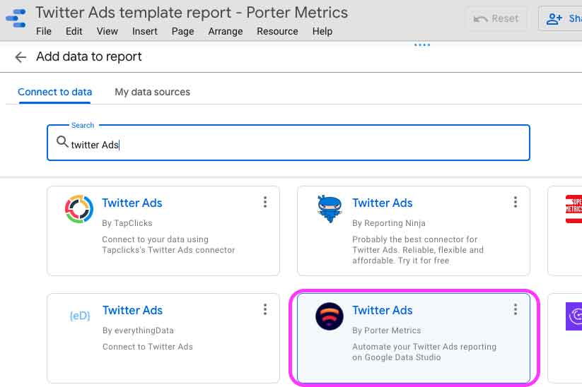 Porter Metrics Twitter Ads