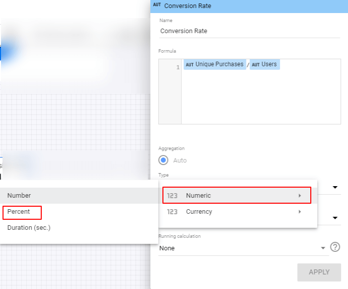 Google data studio: Scorecard-Conversion rate