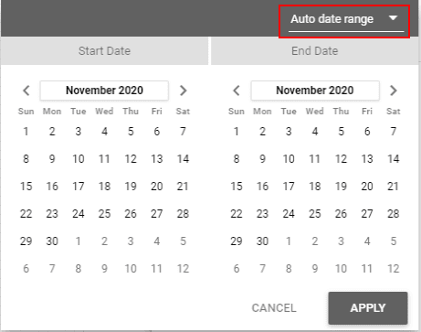 Google data studio-manual range or set an automatic