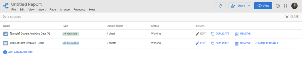 Data Sources added on your Report at Google Data Studio