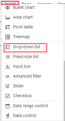Google data studio-dashboard-Drop down List