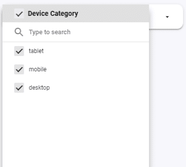 Google data studio-dashboard-Device Category