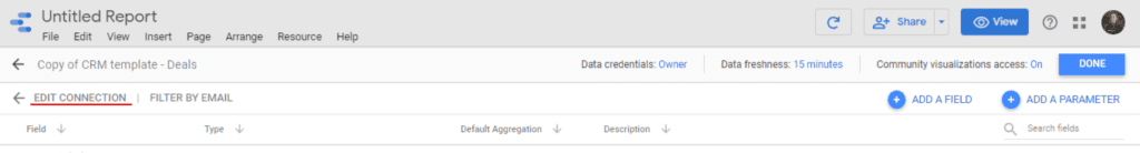 Edit your data source connectiton in Google Data Studio