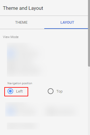 Google Data Studio: navigation position
