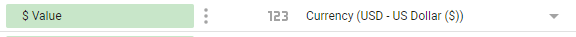 $ Value Field on Google Data Studio