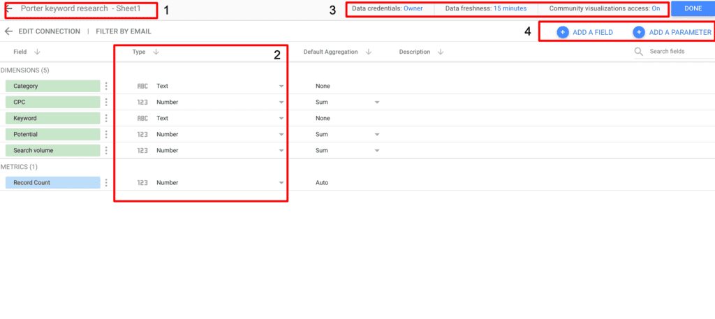 Google data studio connectors configurations