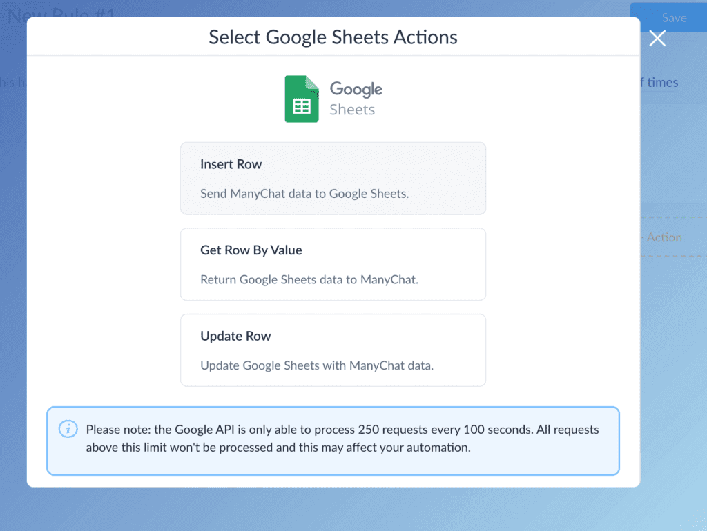 Google Sheets with Manychat