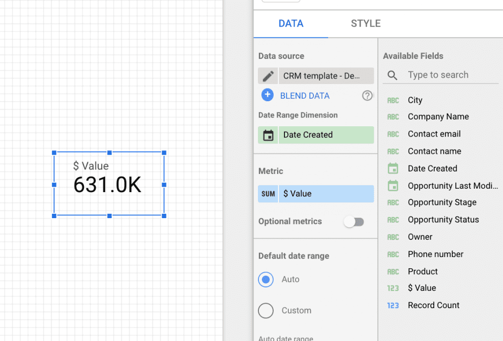 Setting up a scorecard on Google Data Studio