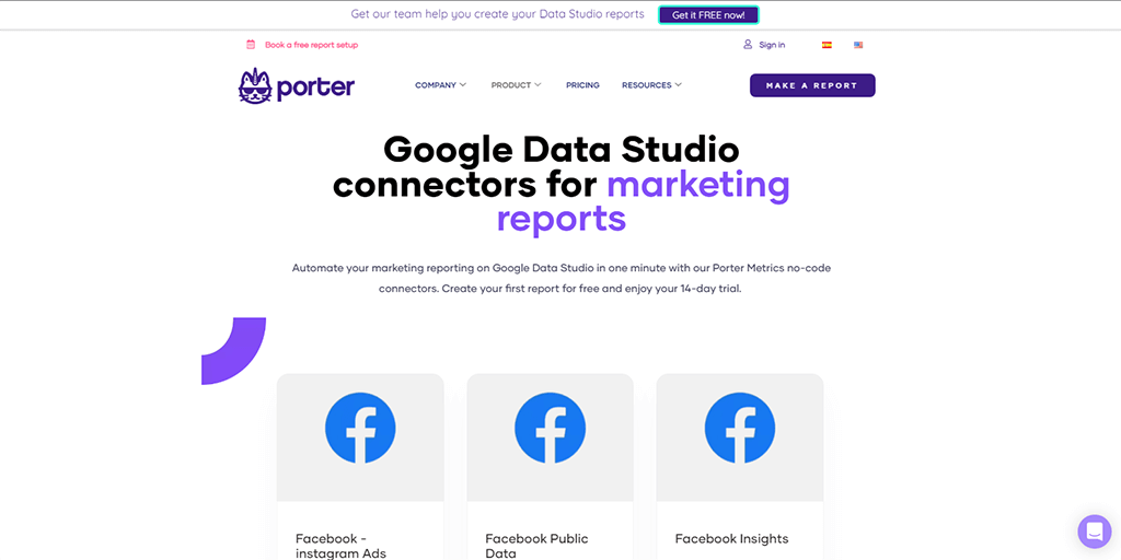 porter_Google data studia connectors for marketing reports