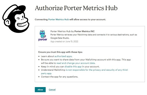 Authorize Porter Metrics Hub