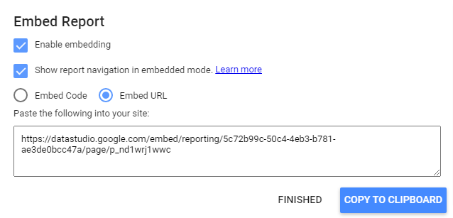 Google data studio enabled report-with enable URL