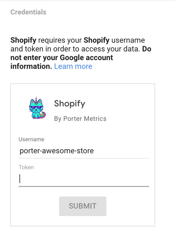 Shopify to Google account information