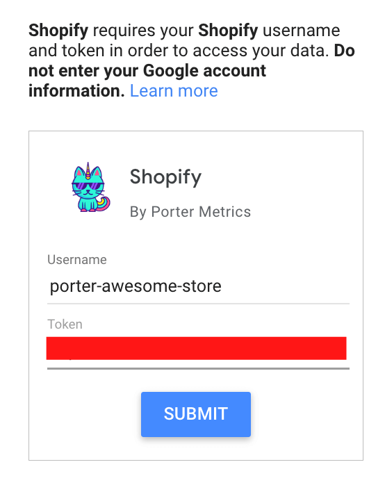 inputting your Shopify username