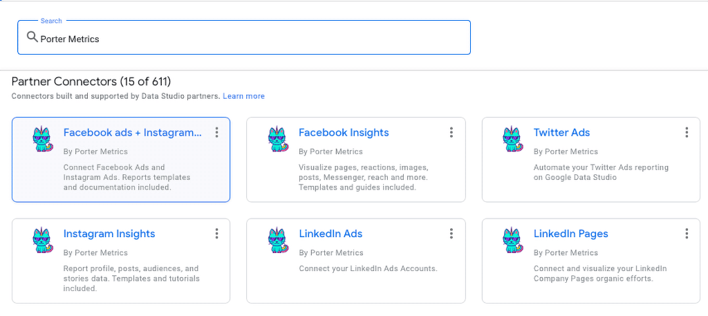 Facebook Ads connectors for Google Data Studio- partner connectors