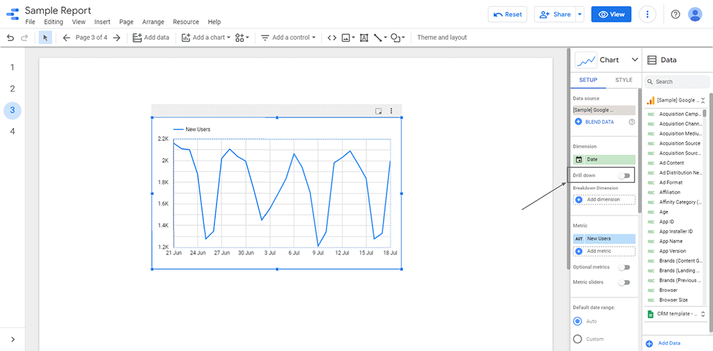 How To Create Filters On Google Data Studio-Drill down Option