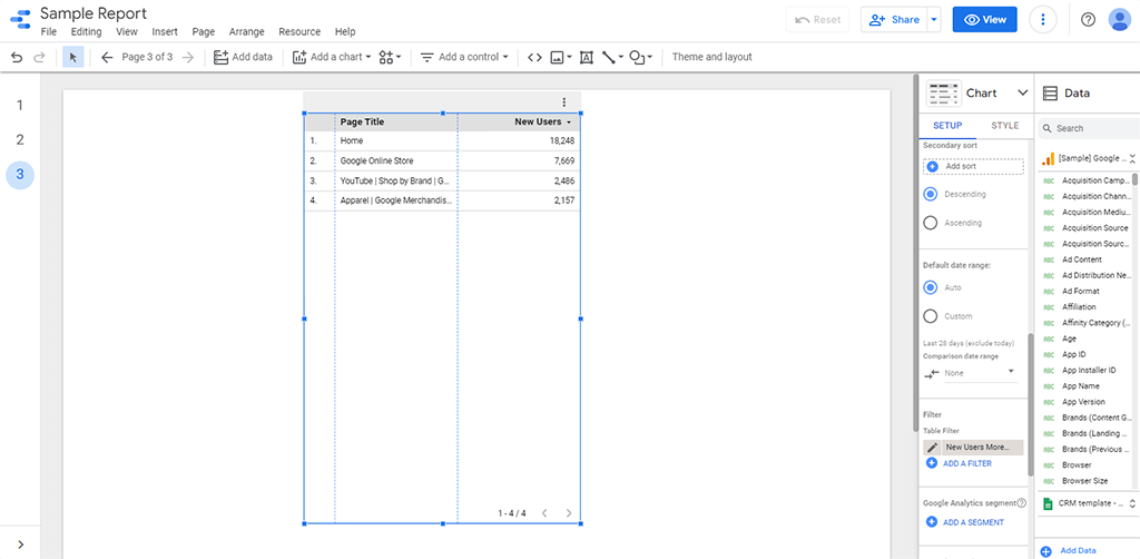 How To Create Filters On Google Data Studio-Filter by Metric Result