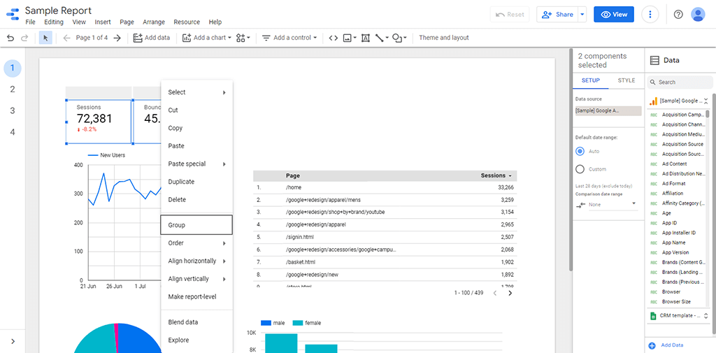 How To Create Filters On Google Data Studio-Grouping