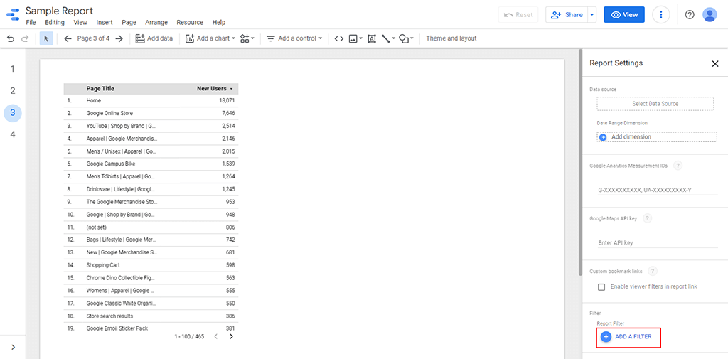 How To Create Filters On Google Data Studio-Report Filter-Add a Filter