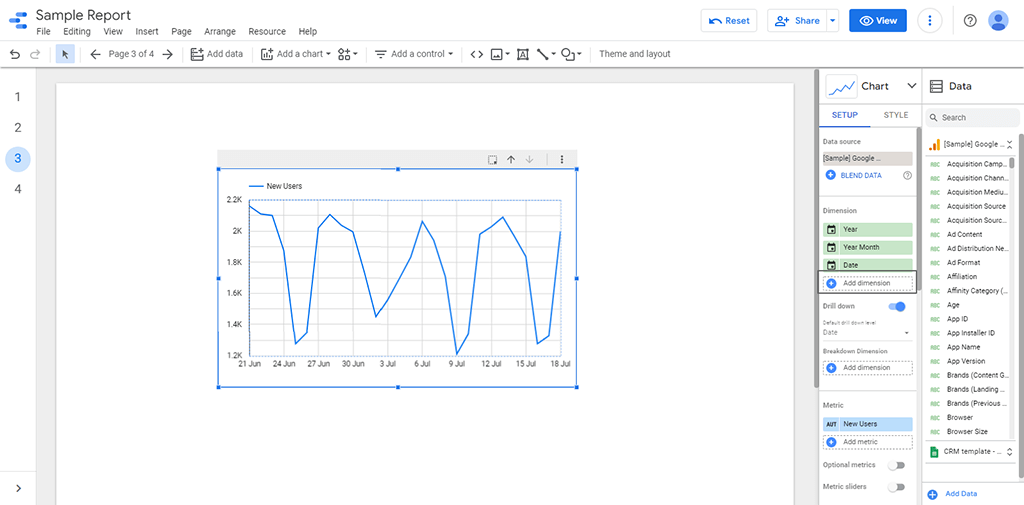 How To Create Filters On Google Data Studio-add dimensions to the chart