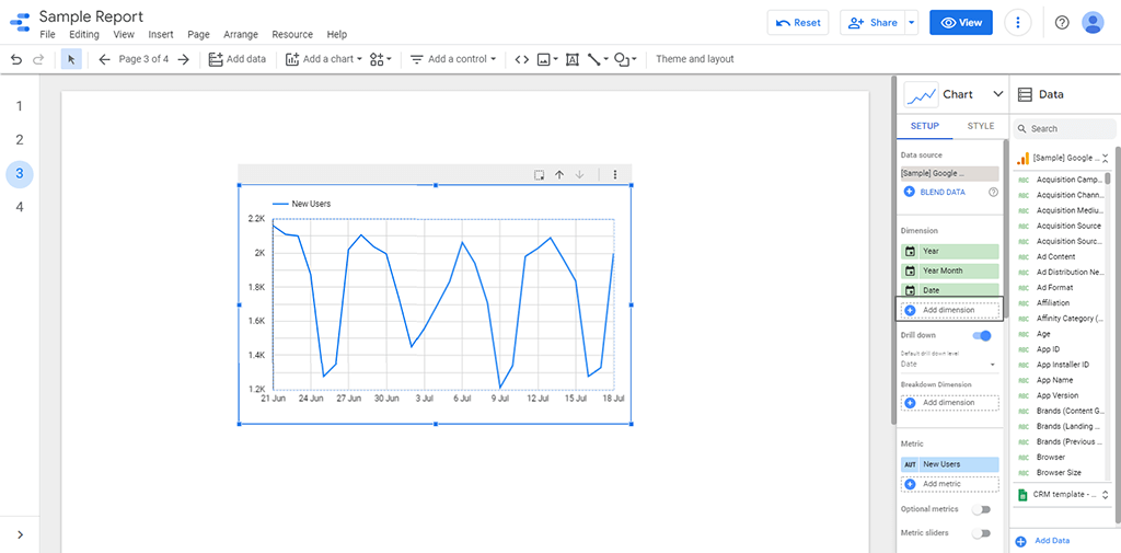 How To Create Filters On Google Looker Studio-add dimensions to the chart