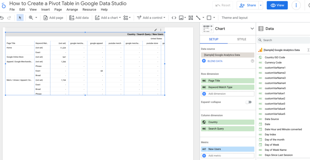 How to Create a Pivot Table in Google Data Studio