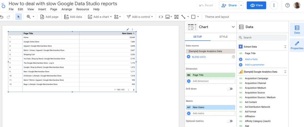 How to Resolve Slow Reports on Data Studio Using Extract Connector