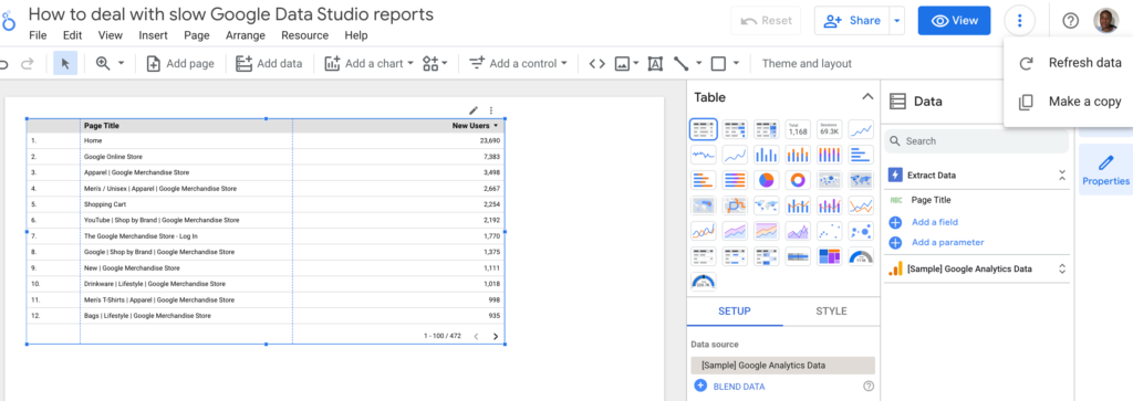 How to Resolve Slow Reports on Data Studio Using Extract Connector