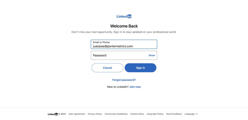 Login-with-LinkedIn, Porter