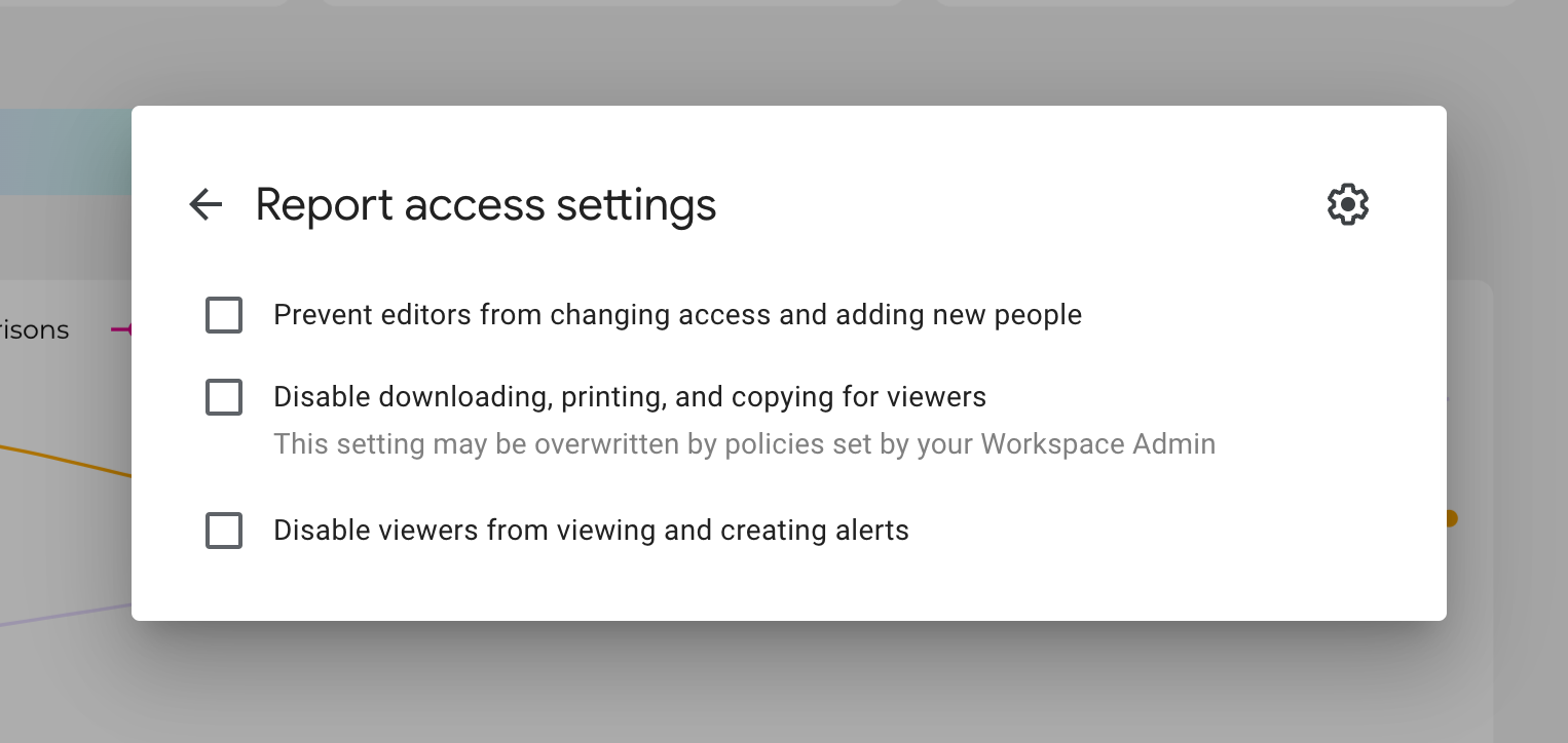 Report access settings alternatives