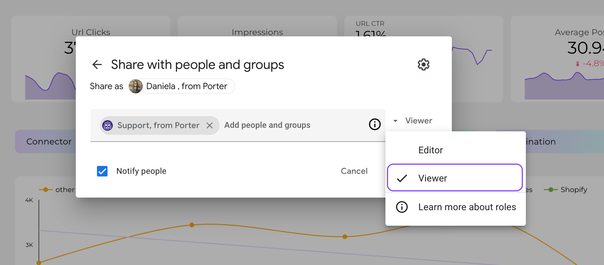 Sharing reports with clients in view only mode