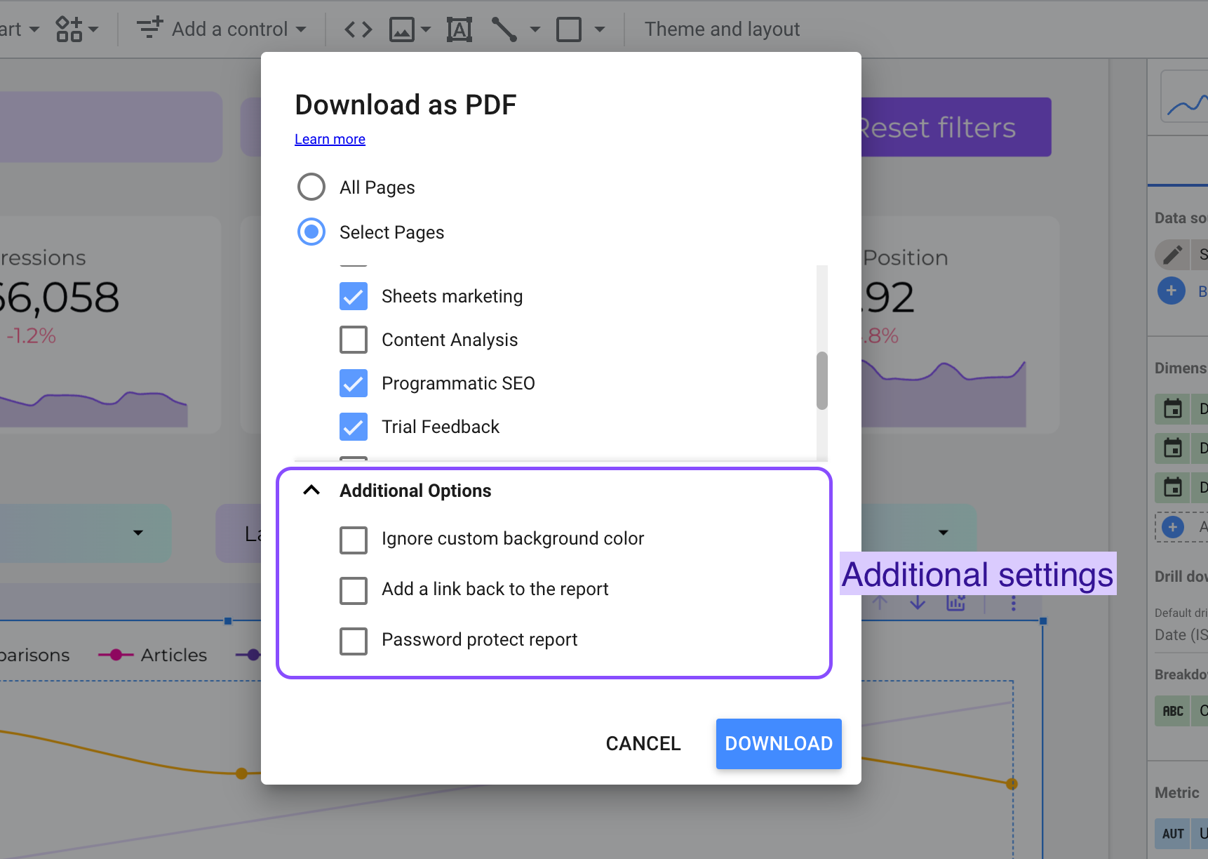 Select Pages to download as a PDF