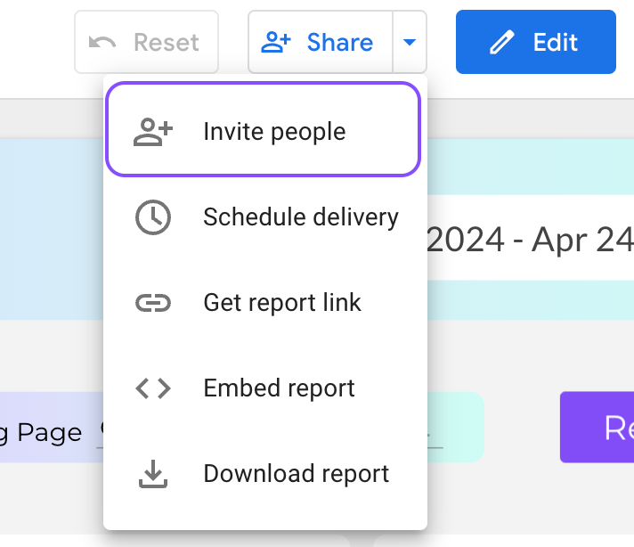 Inviting people to view or edit a report on Google Looker Studio