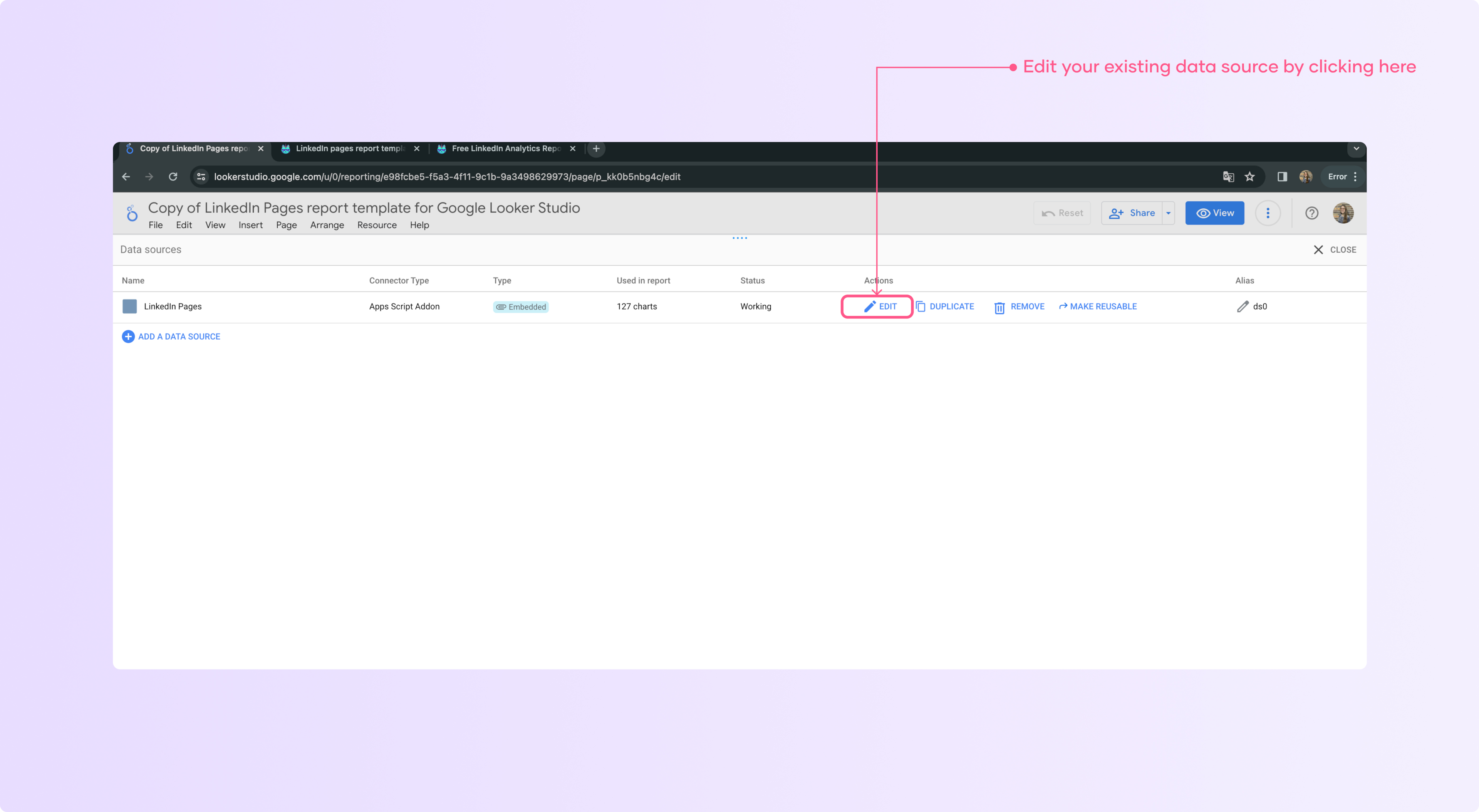 Edit a Looker Studio data source 