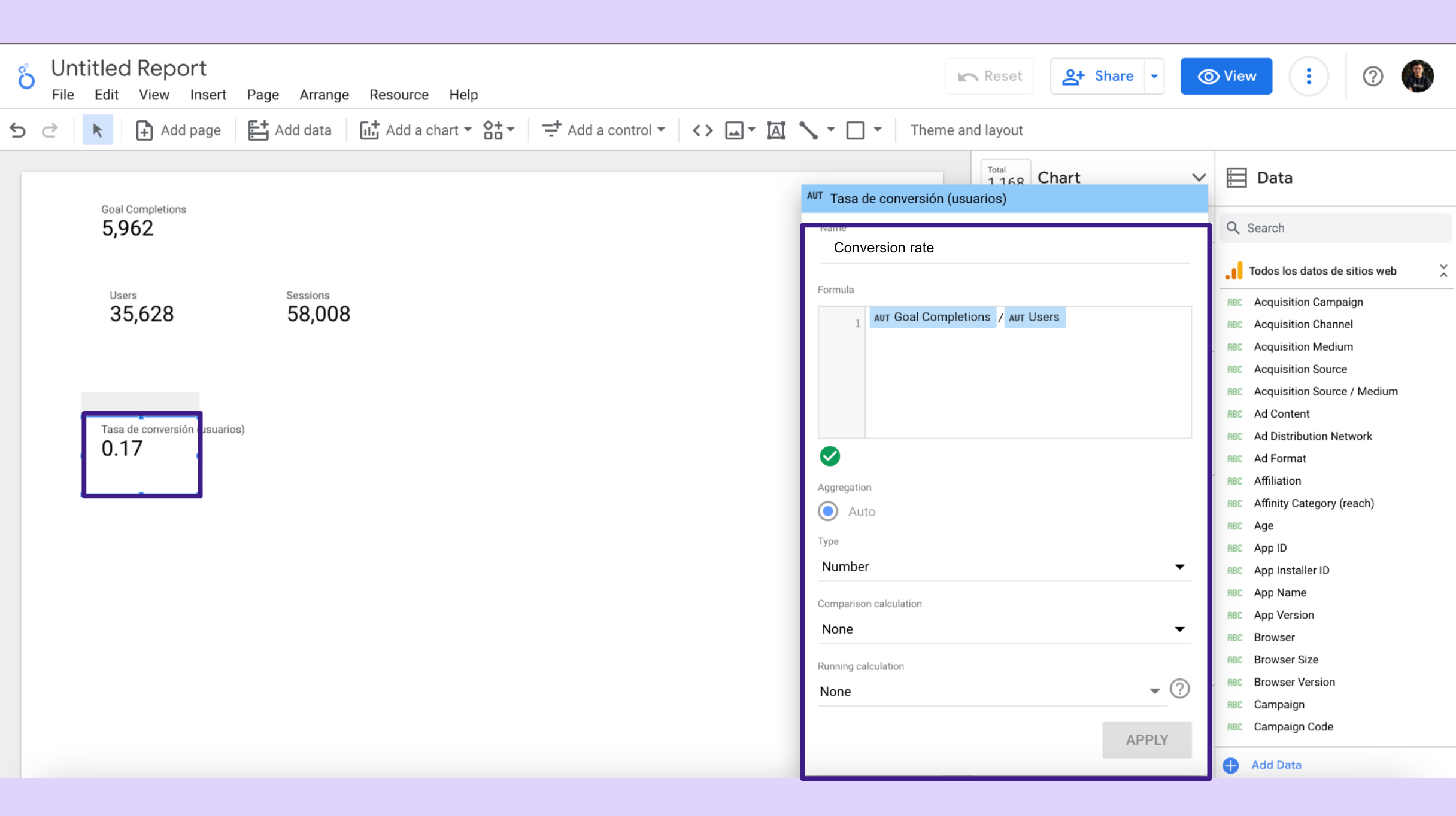 Conversion Rate custom fields