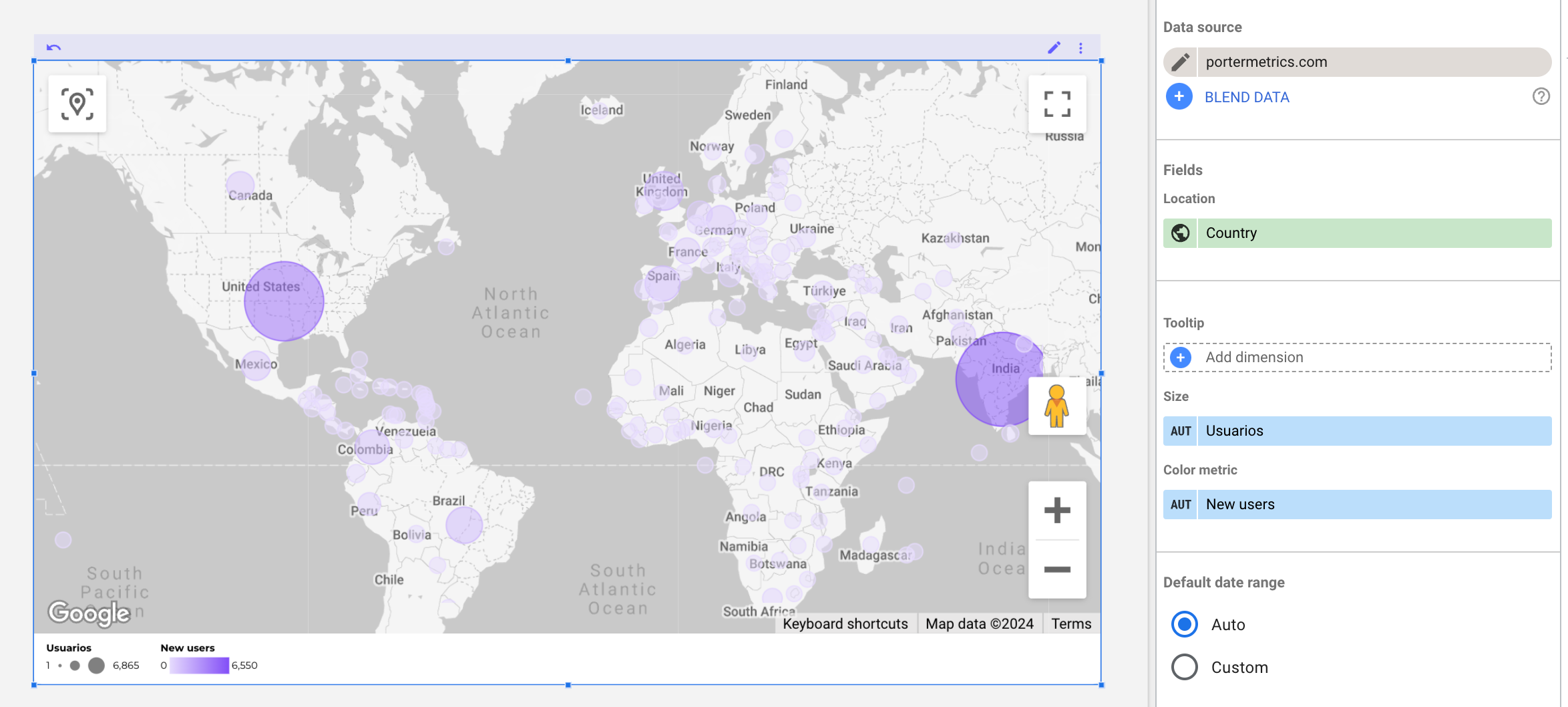 Google Bubble chart maps example