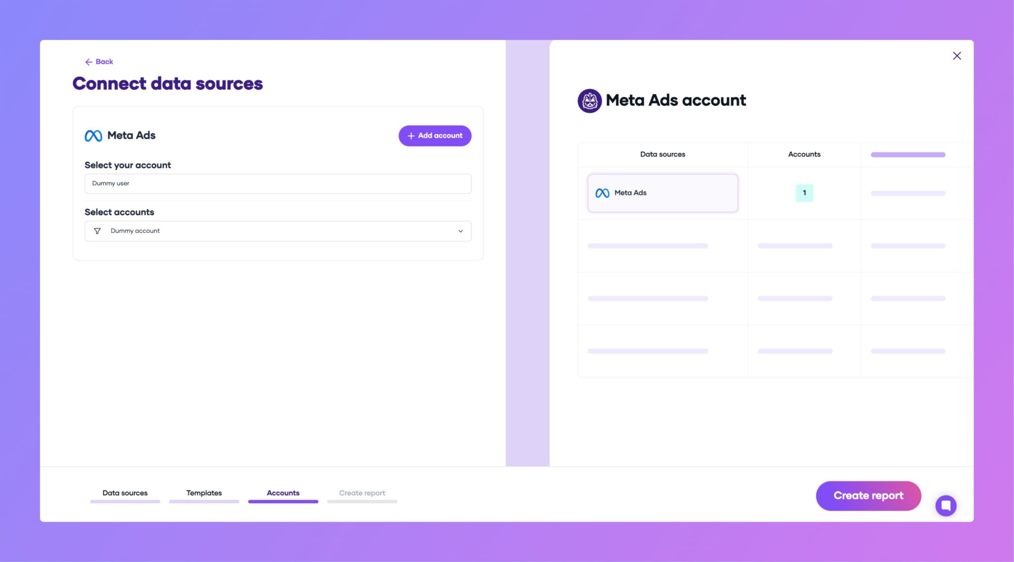 Select your Meta Ads ad accounts in Porter