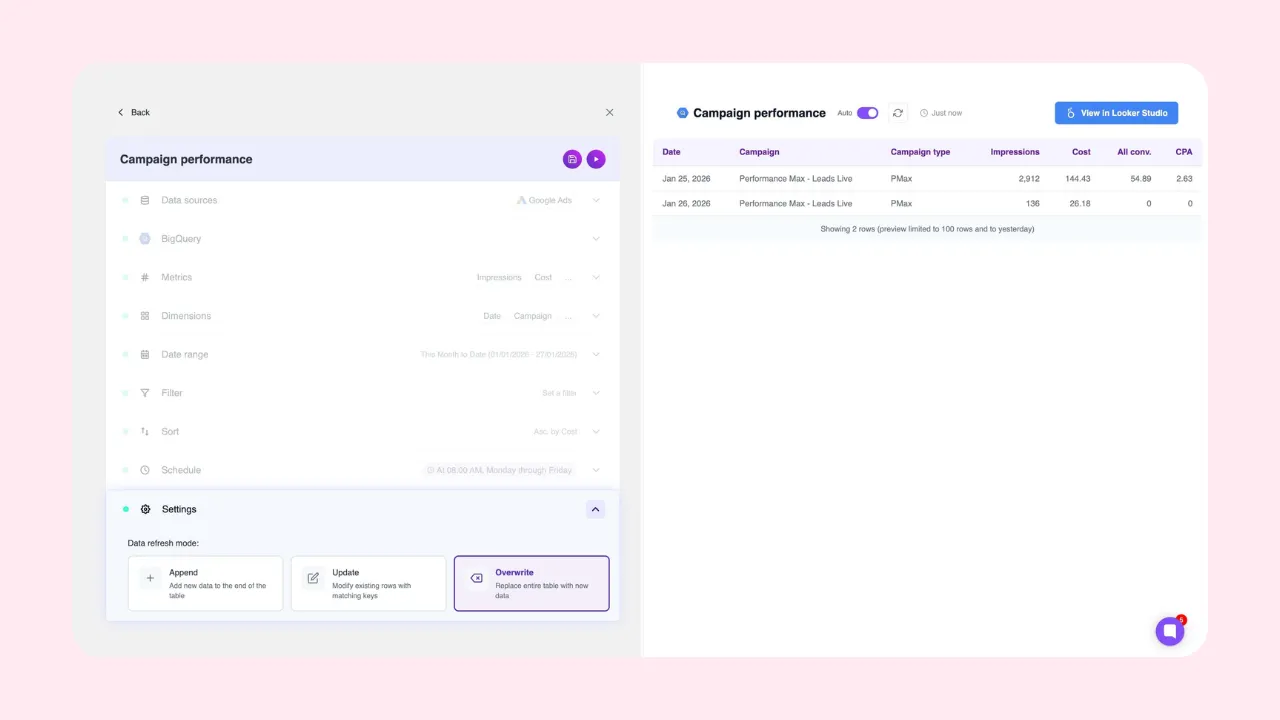 Connect BigQuery to any BI tool illustration
