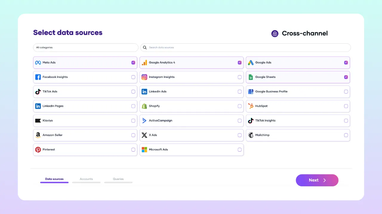 Connect multiple data sources interface