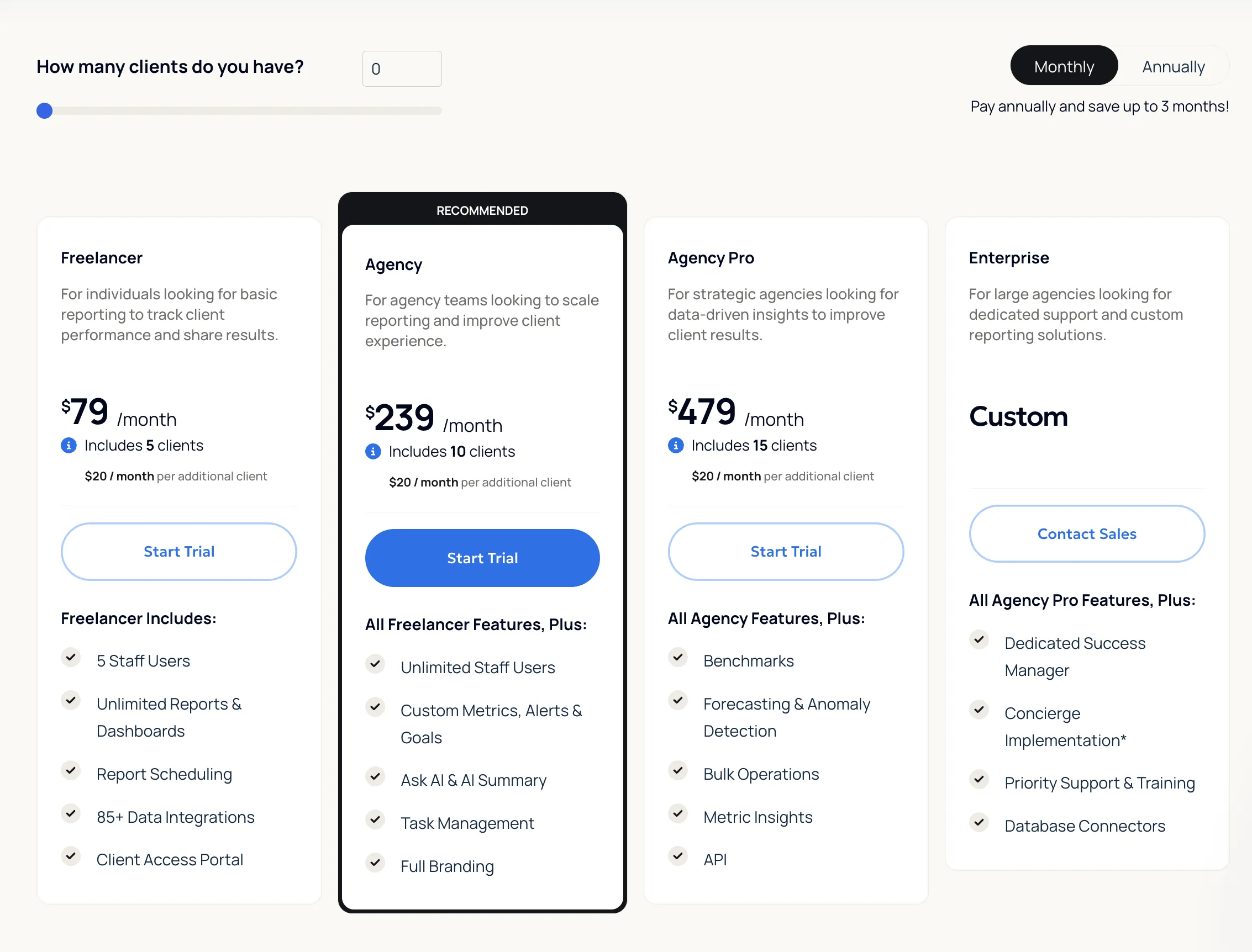 AgencyAnalytics pricing page March 2026
