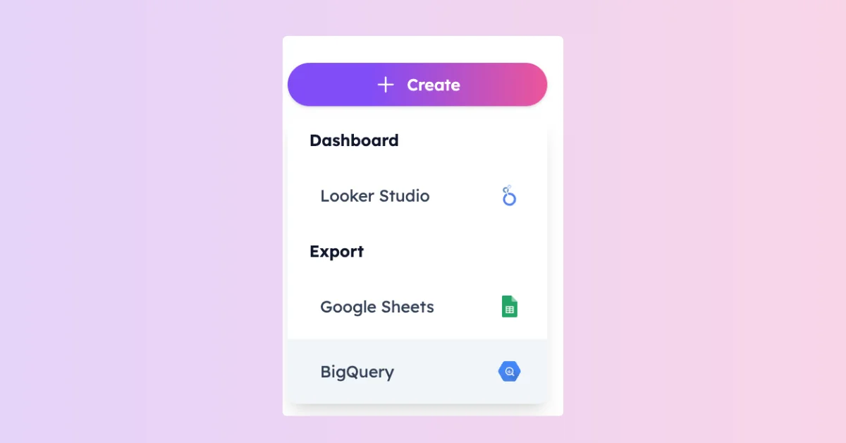 Interfaz para seleccionar tus proyectos de BigQuery