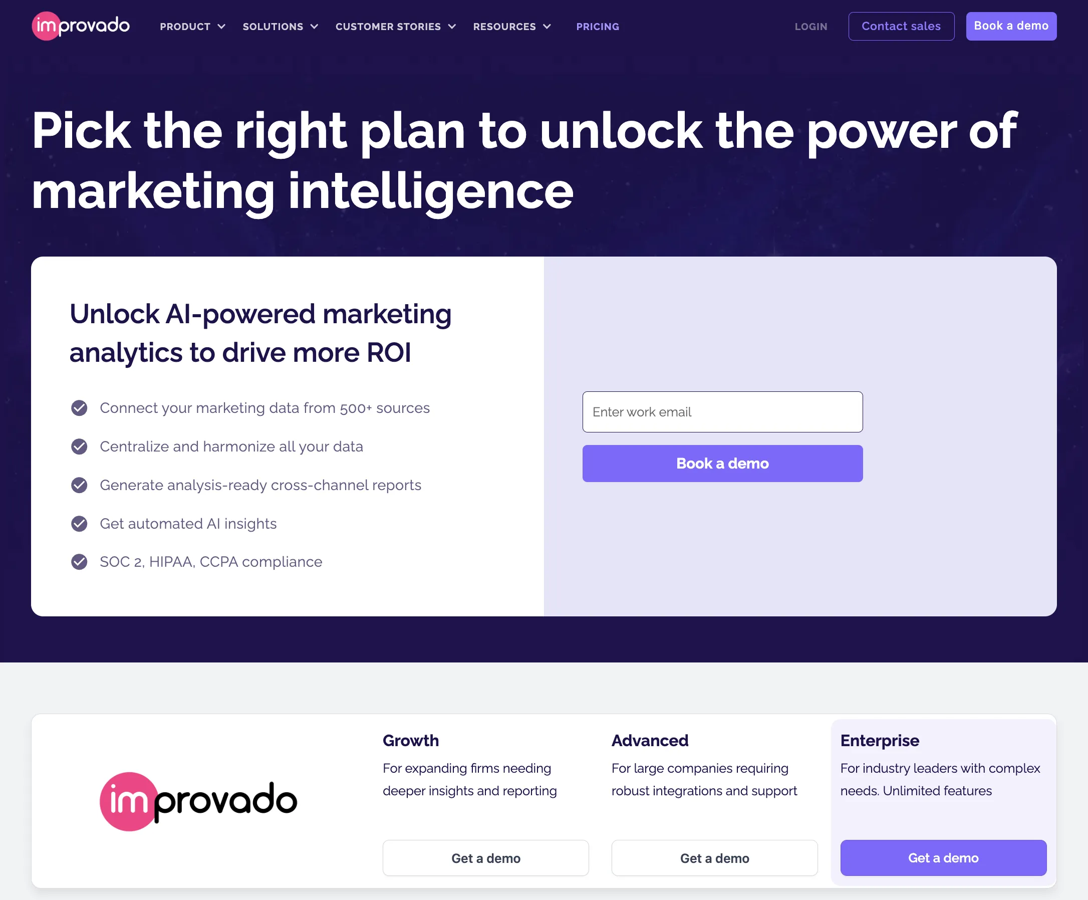 Improvado pricing page March 2026