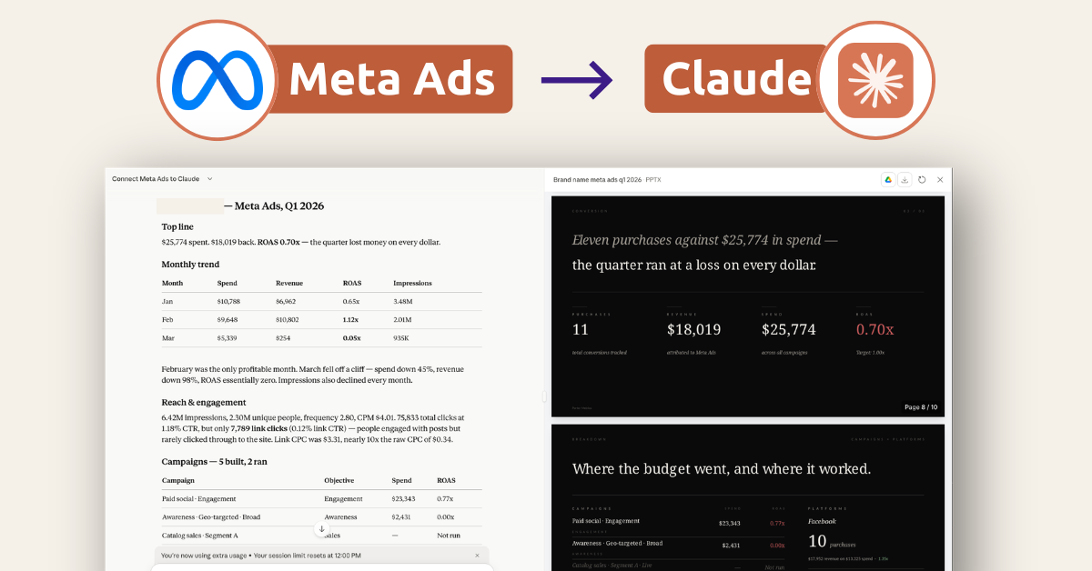 Connect Meta Ads to Claude in 4 ways without getting banned — Porter Metrics tutorial cover