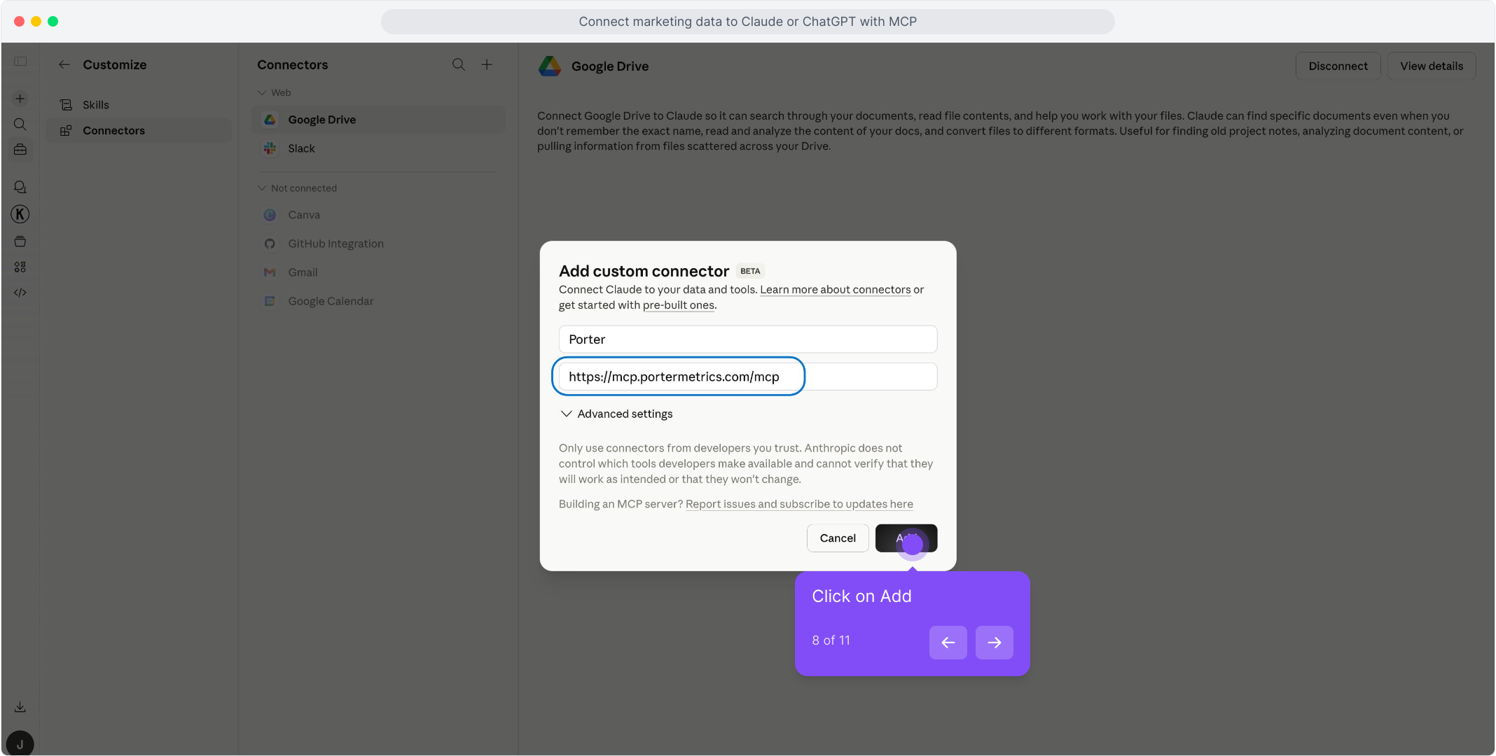 Step 8 screenshot of Add button