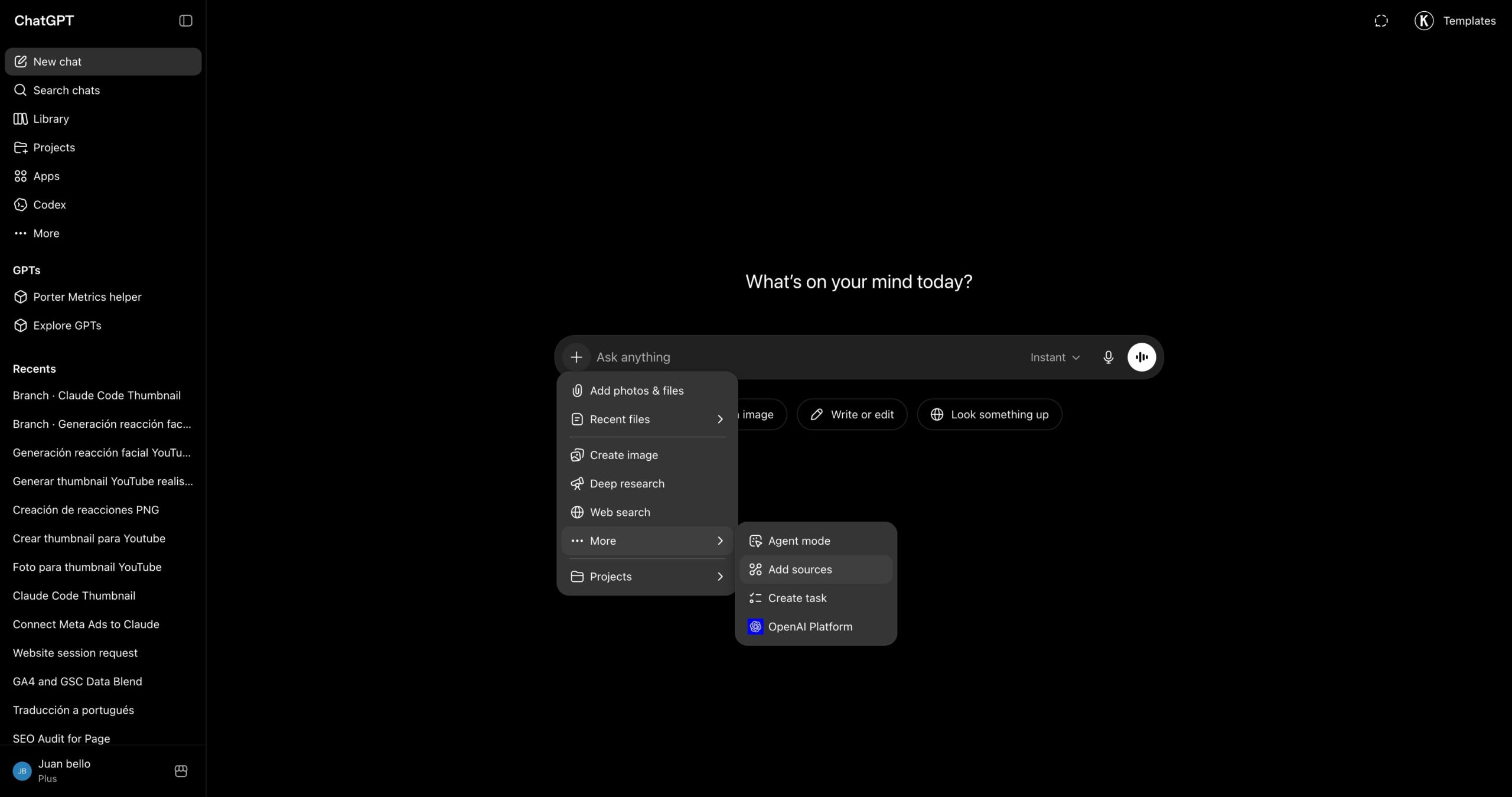 ChatGPT More menu with Add sources highlighted