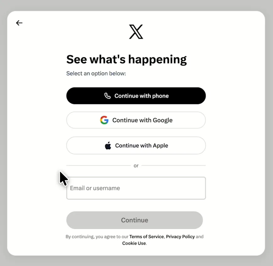 X sign-in screen you see when you connect X Ads to Porter